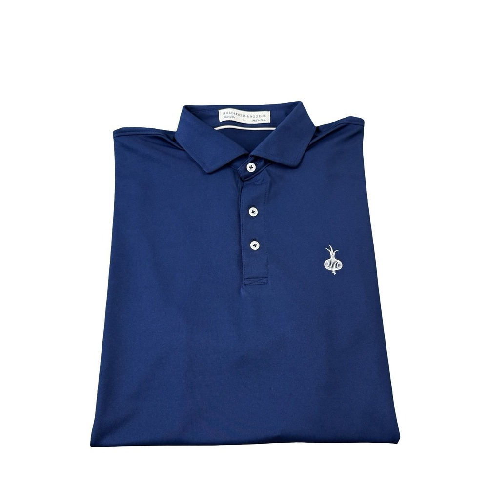 Holderness & Bourne Navy Blue Ohoopee Performance Mens Golf Polo Size L Mint